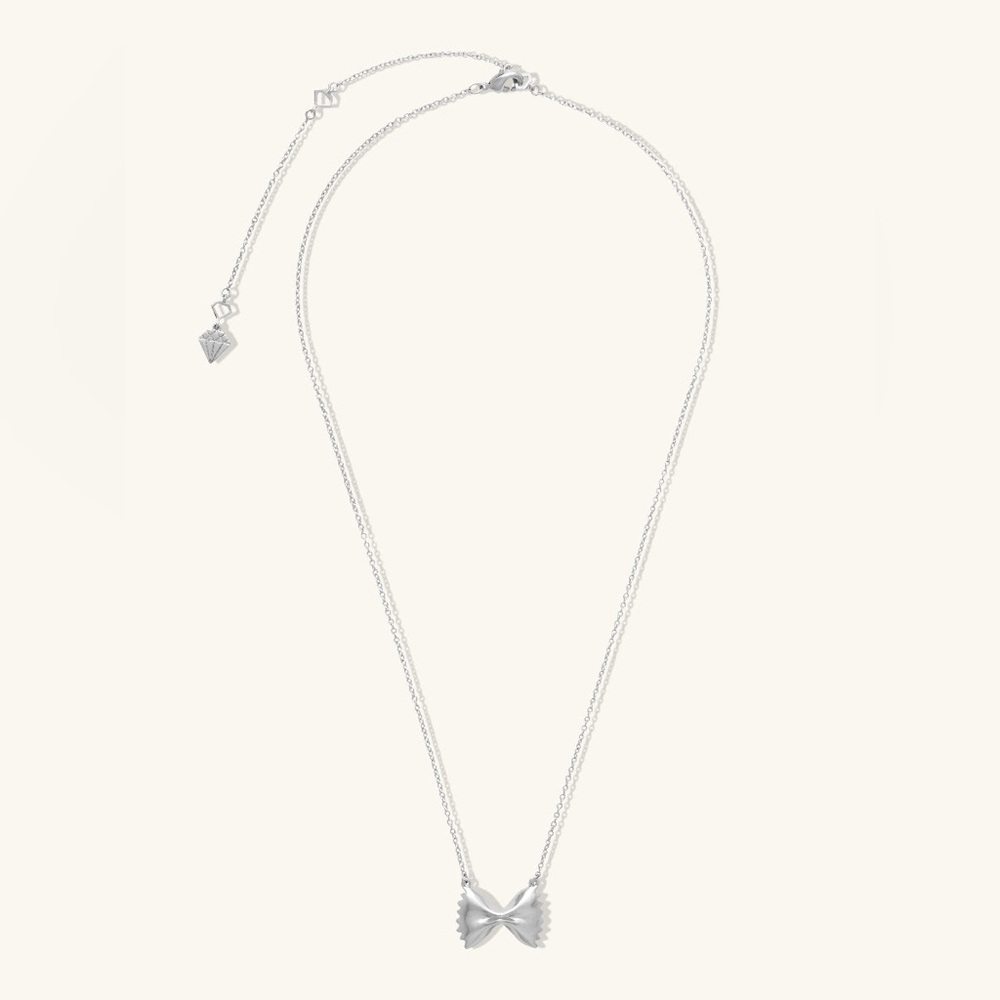 Wanderlust + Co Bow Tie Pasta Necklace Silver Rhodium - Picture 4 of 9